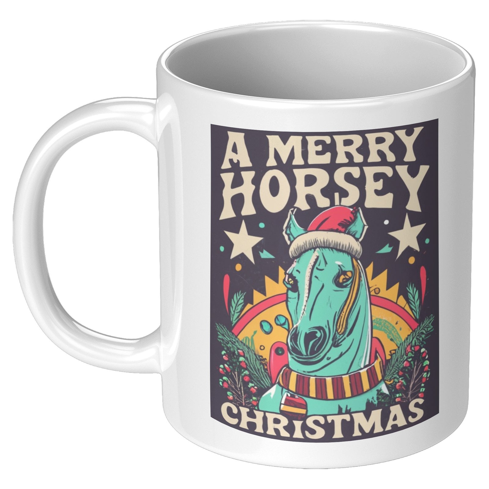 A Merry Horsey Christmas Graffiti Style Coffee Mug