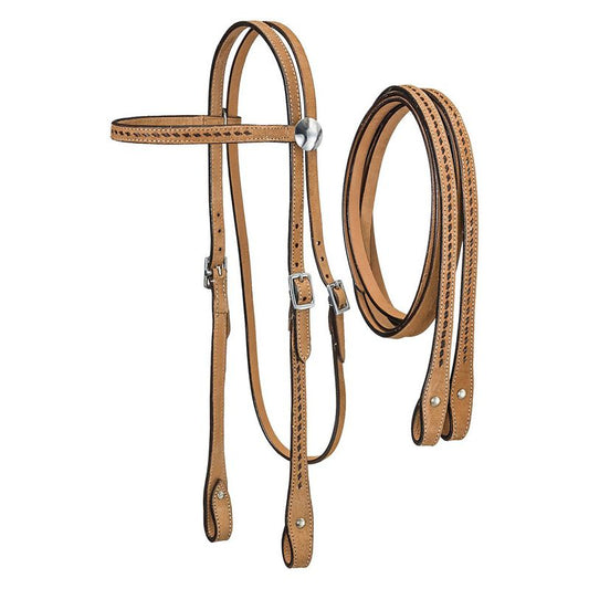 Royal King Buckstitched BB Headstall Reins R Brown