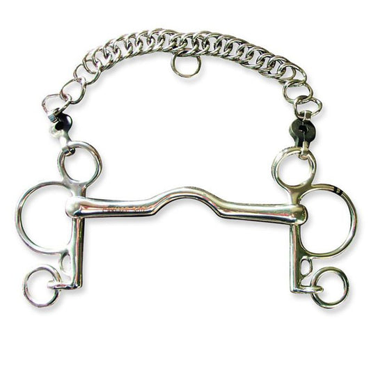 Metalab Solid Low Port Pelham w/Curb Chain 15mm 5.