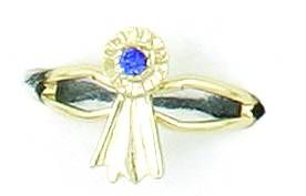 Gold horse-themed jewelry with a central blue stone and ribbon detail.