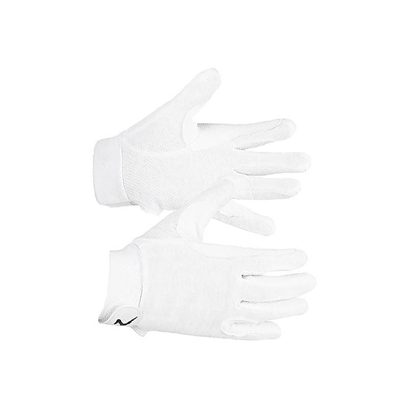 Pair of white fabric gloves isolated on a white background.