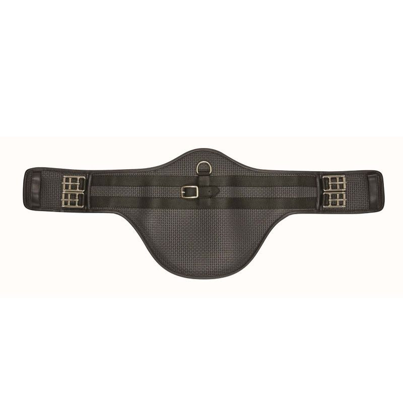 Collegiate brand black textured elasticated horse girth with buckles.