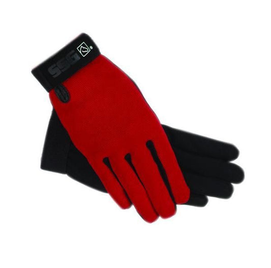 A pair of red and black sports gloves isolated on white.